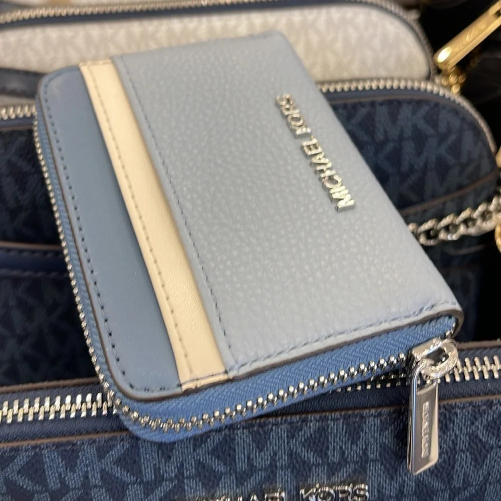 Michael Kors Jet Set Travel Medium Zip Around Color-Block Wallet Card Case NWT